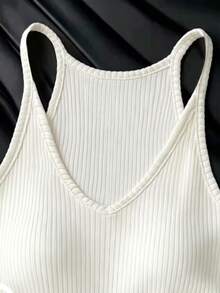 INAWLY Plus Size Casual Versatile Tank Top For Daily Wear And Office - White - View 3