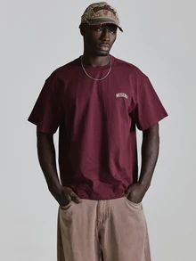 Musero Oversized Drop Shoulder Tshirt "Lost In The Feed"Graphic Print Crew Neckline Autum Winter Essentials - Purple - View 2