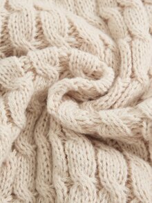 Rusticease Women's Autumn/Winter Knitted Dress, Solid Color High Neck Thick Sweater Cable Knit Dress - Apricot - View 4
