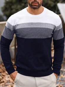 Manfinity Homme Men's Colorblock Casual Daily Long Sleeve Sweater - Multicolor - View 3