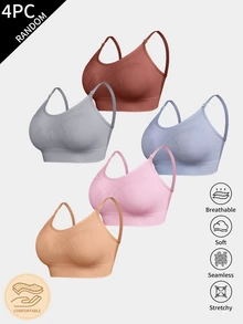 SHEIN Seamless Shoulder Strap Women's Wireless Bra Multi-Piece Blind Box Style - Multicolor - View 4