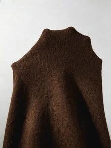 SHEIN 秋季中式風格青蛙鈕扣針織開襟衫 女款圓領長袖修身夾克 - 咖啡棕 - 查看 5