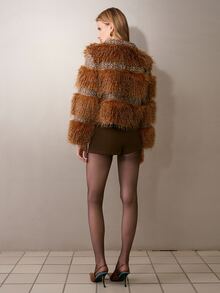 MOTF PREMIUM CONTRAST TWEED FAUX FUR COAT - Camel - View 7