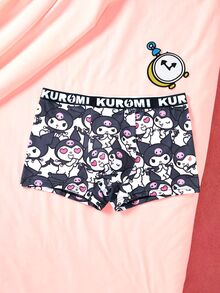 HELLO KITTY AND FRIENDS | SHEIN سروال داخلي رجالي بطبعة كرتونية كاملة - الأسود - مشاهدة 3