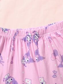 HELLO KITTY AND FRIENDS | SHEIN 少女卡通印花長袖單排扣上衣與長褲居家服套裝 - 粉色 - 查看 6