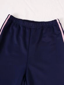 SHEIN Casuvi Kids 2件組女孩針織純色連帽前開襟落肩袖運動外套與寬鬆寬腿長運動長褲套裝 - 彩色 - 查看 7