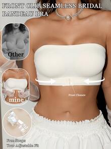 SHEIN 1pc Seamless Minimalist Women's Bandeau Bra - Apricot - View 5