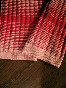 MOTF PREMIUM RED GRADIENT STRIPED PATTERN SLEEVELESS FITTED SWEATER DRESS - Red - View 8