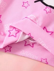 HELLO KITTY AND FRIENDS | SHEIN Sweatshirt Kasual Lengan Panjang Motif Bintang Lima untuk Anak Perempuan - Berwarna merah muda - View 8