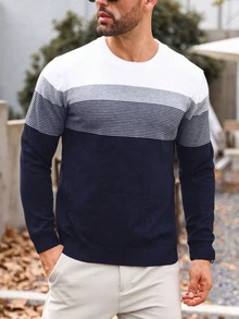 Manfinity Homme Men's Colorblock Casual Daily Long Sleeve Sweater - Multicolor - View 4