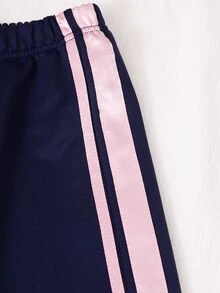 SHEIN Casuvi Kids 2件組女孩針織純色連帽前開襟落肩袖運動外套與寬鬆寬腿長運動長褲套裝 - 彩色 - 查看 8