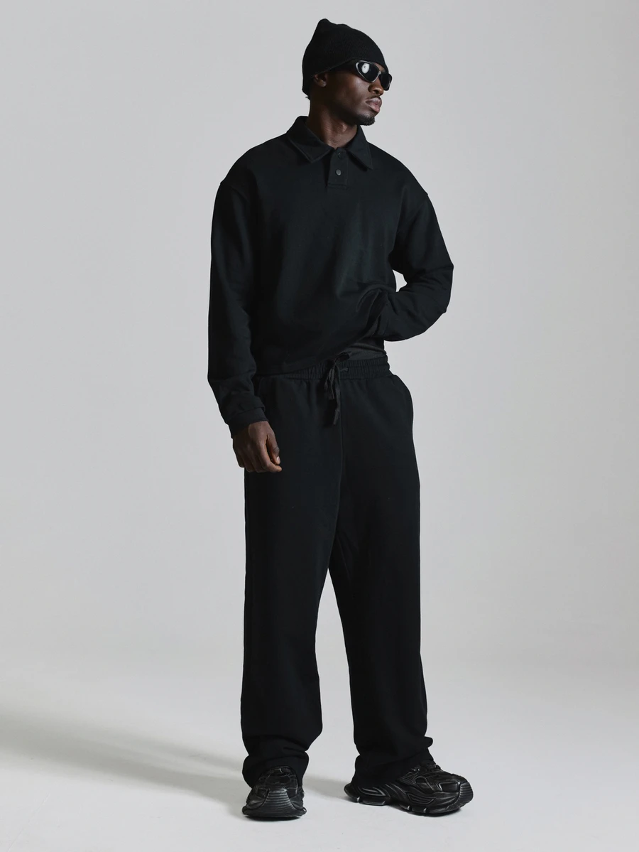 Musero Celana Jogger Jersey Premium Ukuran Besar Model Barrel Leg Dicuci - Hitam - View 1