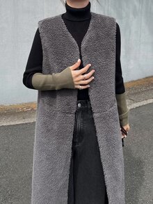 FRIFUL Women's Solid Color Casual Versatile Daily Overcoat - Grey - View 5