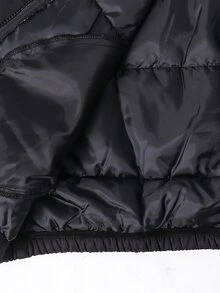 SHEIN 青少年男孩休閒黑色與灰色拼接連帽棉質外套，適合秋冬返校季 - 黑色 - 查看 8