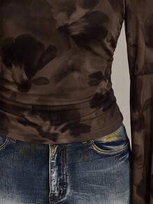 SHEIN ICON Plus Size Women's Casual Romantic Floral Print Bell Sleeve Top - Multicolor - View 7