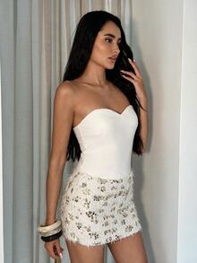 Glamine Women's Sexy Sequin Strapless Dress For Party, Wedding, Evening Event - Apricot - View 5