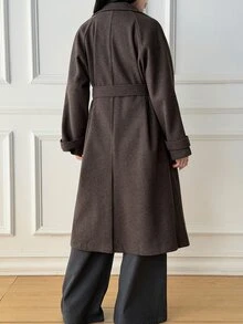 DAZY Women's Vintage Button Pocket Long Sleeve Overcoat - Brown - View 7