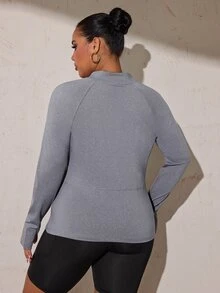 Easithlete Plus Size Casual Long Sleeve Sports Sweatshirt Fall - Grey - View 3