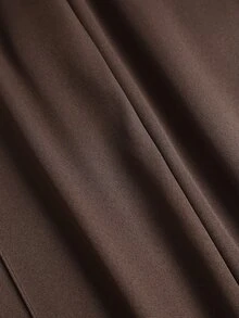 Sweetra Women's Asymmetrical Patchwork Metal Buckle Wide Leg Trousers, Casual Daily Wear, Elegant Commute Style - Brown - View 4