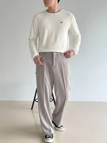 DAZY 男士夏季字母刺繡T恤 - 白色 - 查看 3