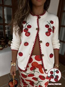 Flora Isola Flora Isola Elegant Round Neck Single-Breasted Long Sleeve Cardigan For Women - White - View 1