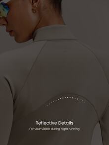 GLOWMODE Therma-FIT ADV Sweet Victory Quarter-Zip Top With Watch Pocket, Thumbholes & Reflective Back Running Training Gym Fall Active Wear - Khaki - View 7