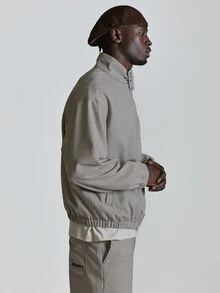 Check Belted Funnel Neck Track Jacket "Musero" Embroidery Deatail On Chest Co Ord Jacket Only Autum Winter Essentials - Multicolor - View 4