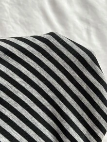 Elamini Petite Women's Elegant Versatile Commuter Fashion Petite Striped Tank Top & Pants 2 Pieces Set - Black and White - View 8