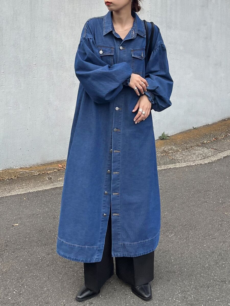 FRIFUL Women's Single-Breasted Casual Daily Summer Denim Dress - Blue - View 1