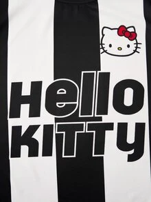 HELLO KITTY AND FRIENDS | SHEIN Men's Letter Print Crew Neck Short Sleeve Casual T-Shirt - Black and White - View 6