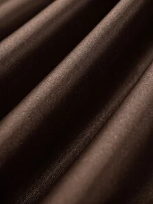SHEIN Gaun Hitam Pas Badan Elegan Wanita dengan Leher V Dalam dan Hiasan Renda - Kopi - View 6