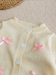 SHEIN Infant Girls Sweet Bow Knitted Sweater Set - Multicolor - View 4