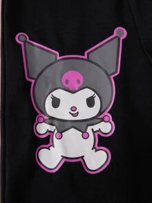 HELLO KITTY AND FRIENDS | SHEIN Set Kasual Sweatshirt Lengan Panjang dan Celana Olahraga dengan Motif Huruf untuk Remaja Perempuan - Hitam - View 7