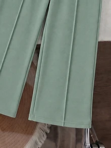 女童時尚休閒蝴蝶結仿刺繡印花圓領長袖衛衣寬腿褲套裝，柔軟面料，適合秋冬外出穿著 - 彩色 - 查看 6