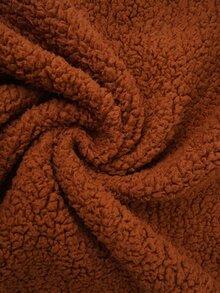 EMERY ROSE Jaket Wanita Ukuran Besar Musim Gugur/Dingin Kasual Cokelat Polos Berbahan Fleece dengan Tudung dan Kantong, Mantel Hangat Musim Dingin, Mantel Luar - Coklat - View 8