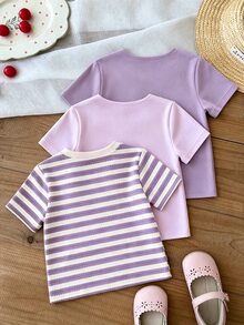 3PCS Baby Girls Tops - White - View 2