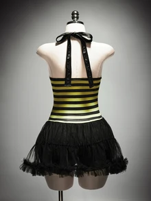 SHEIN ICON Plus Size Y2K Halter Neck Yellow & Black Striped Bee Cosplay Top, Halloween Costume - Multicolor - View 11