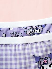 HELLO KITTY AND FRIENDS | SHEIN مجموعة ملابس داخلية للبنات المراهقات 4 قطع، كاميسول وسروال بوكسر، باللون البنفسجي - الأرجواني - مشاهدة 7