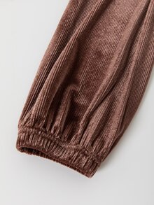 LUMIGAL 2pcs/Set Casual Solid Color Long Sleeve Crew Neck Pullover T-Shirt And Long Pants, Autumn/Winter Outwear - Brown - View 5