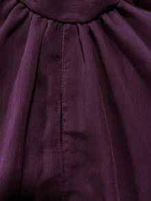 Aloruh Women's Elegant Chiffon Lace Patchwork Ruffle Collar Blouse - Purple - View 10