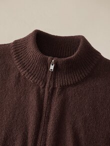 EASEVO New Men's Casual Half-Zip Pullover Sweater Halloween Winter Party Autumn - Coffee Brown - View 3