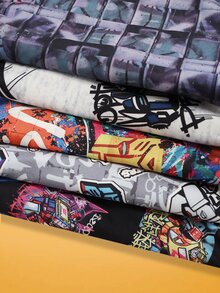 Notgurli Transformers X SHEIN 5pcs Graffiti Print Men's Boxer Briefs Set - Multicolor - View 5