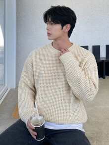 DAZY Men's Solid Color Casual Versatile Daily Wear Long Sleeve Sweater - Apricot - View 6