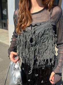 FRIFUL Women's Solid Color Casual Versatile Daily Wear Knit Camisole Vest - Grey - View 5