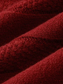 SHEIN Rompi Rajut Kabel Bertekstur dengan Kerah Tinggi dan Detail Ikat Pinggang. Desain Tanpa Lengan, Ideal untuk Menciptakan Tampilan - Merah - View 5