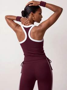 Zivah Women's Striped Colorblock Tank Top And Long Pants Sports Set - Multicolor - View 2