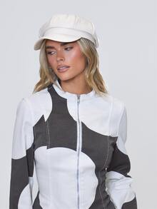 MUSERA Chaqueta de Mezclilla Corta con Cuello Falso y Lunares con Cremallera Otoño Invierno Coolgirl Regreso a la Escuela Vacaciones Fudge - Multicolor - Ver 5