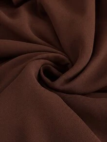Firerie Plus Size Women Solid Color Cold Shoulder Long Sleeve Ruched Waist Fashion Dress - Rust Brown - View 8