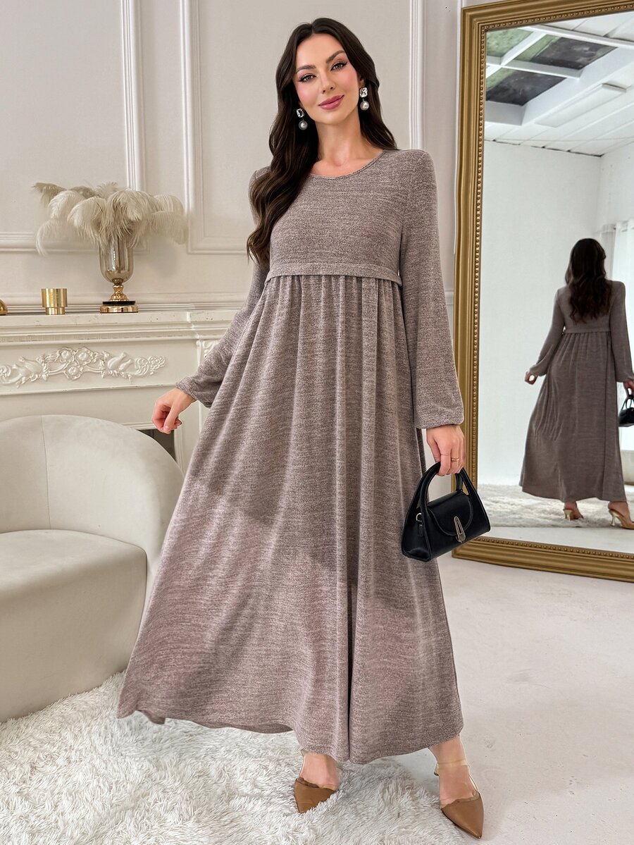 Al Najma Women's Elegant Commute Arabian Dress - Khaki - View 1
