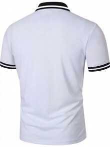 Manfinity Homme Men's Plus Size Colorblock Patchwork Polo Shirt - White - View 2